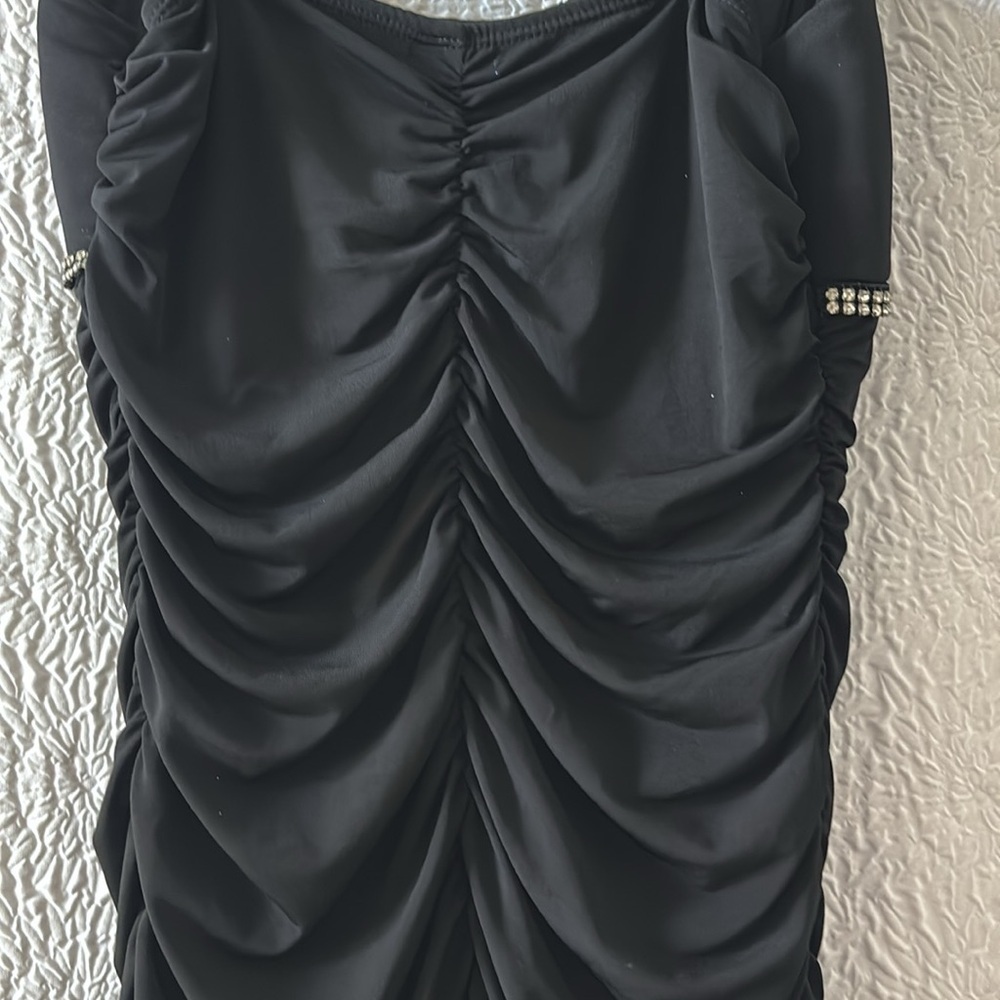 Ruby Rox Ruched Bodycon Rhinestone Spaghetti Strap Mini Dress - Picture 5 of 9